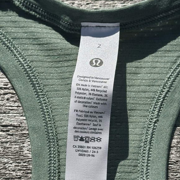 Lululemon Swiftly Tech Racerback Tank Top Race Length Grey Eucalyptus NWT SIZE 2 - Picture 4 of 7